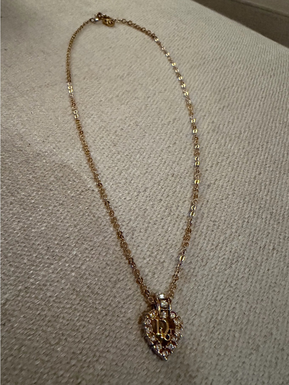 Dior Logo Gold Heart Pendant Necklace